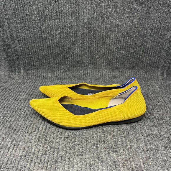 Rothy’s The Point Pointed Toe Flats Yellow Slip On Knit Women’s 8 - Picture 4 of 6